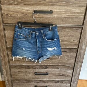 Levi's Blue Distressed Jean Shorts